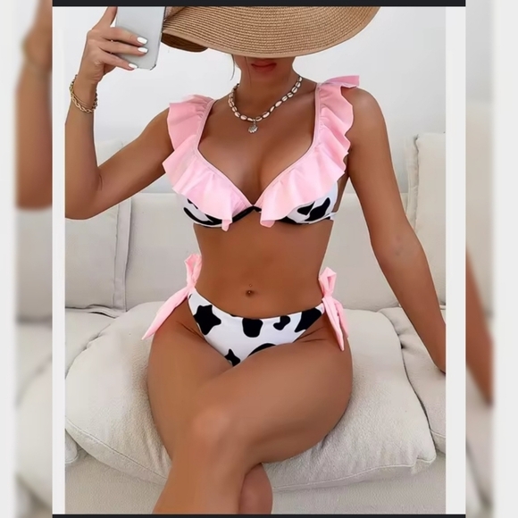 Other - Unbranded Cow Print Bikini Set Sz M